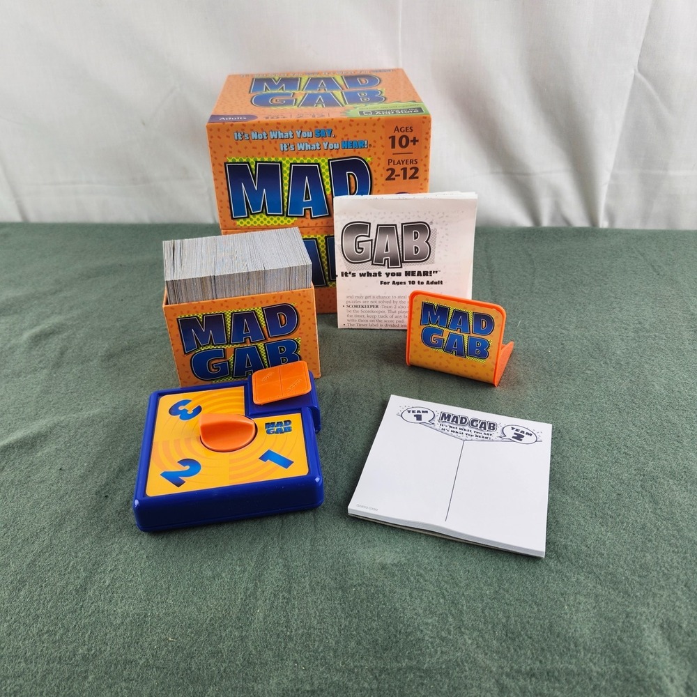 MAD GAB Card Game in Cube Box 100% COMPLETE 2010 w/TIMER - TIMER WORKS 2010